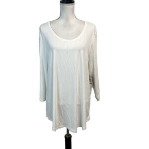 JM Collection Blouse Tunic size Extra Large White Jersey Knit Stretch Casual